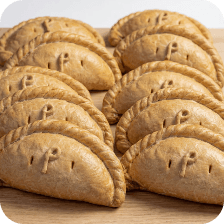 Row of golden Philps pasties